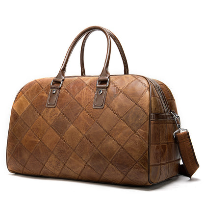 Li Ji | Original Genuine Leather | Plaid Travel Bag No. 8885 