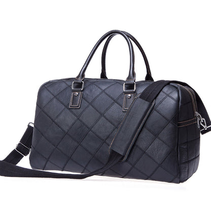 Li Ji | Original Genuine Leather | Plaid Travel Bag No. 8885 