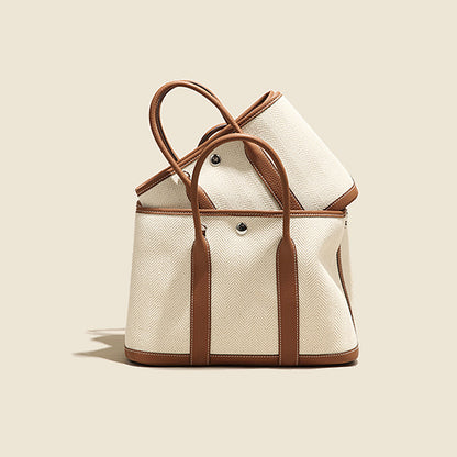 Li Ji | Garden bag canvas stitching contrasting color tote bag No. 9150