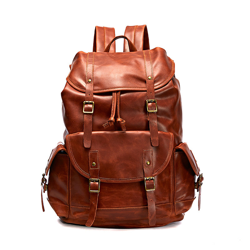 Li Ji | Original leather handmade | European and American modern style retro first-layer cowhide backpack No. A9134