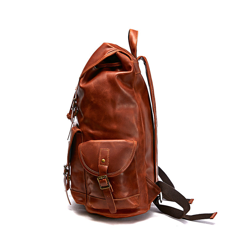 Li Ji | Original leather handmade | European and American modern style retro first-layer cowhide backpack No. A9134