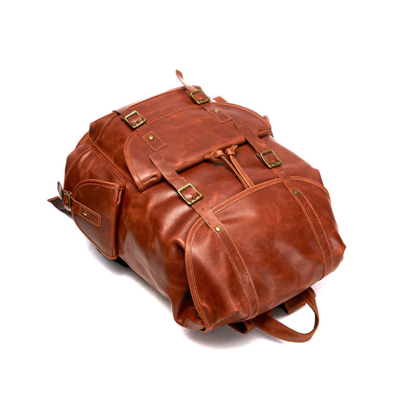 Li Ji | Original leather handmade | European and American modern style retro first-layer cowhide backpack No. A9134