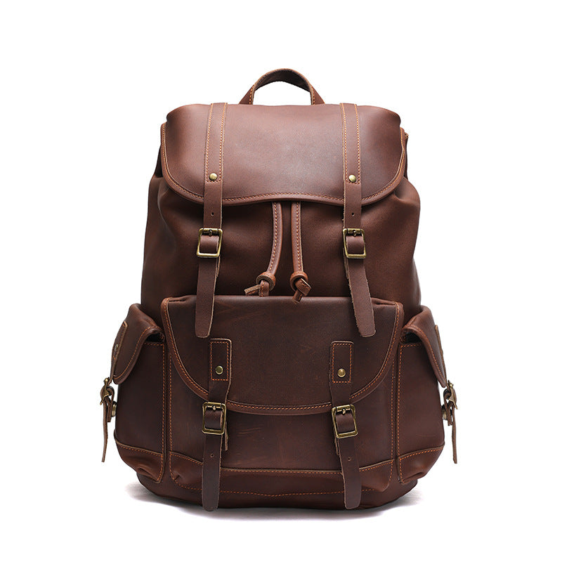 Li Ji | Original leather handmade | European and American modern style retro first-layer cowhide backpack No. A9134