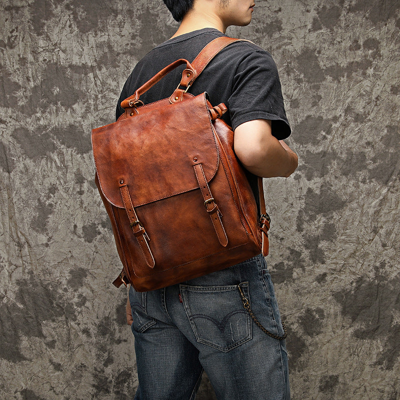 Li Ji | Original handmade leather | Genuine leather tanned backpack No. 9035