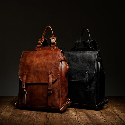 Li Ji | Original handmade leather | Genuine leather tanned backpack No. 9035