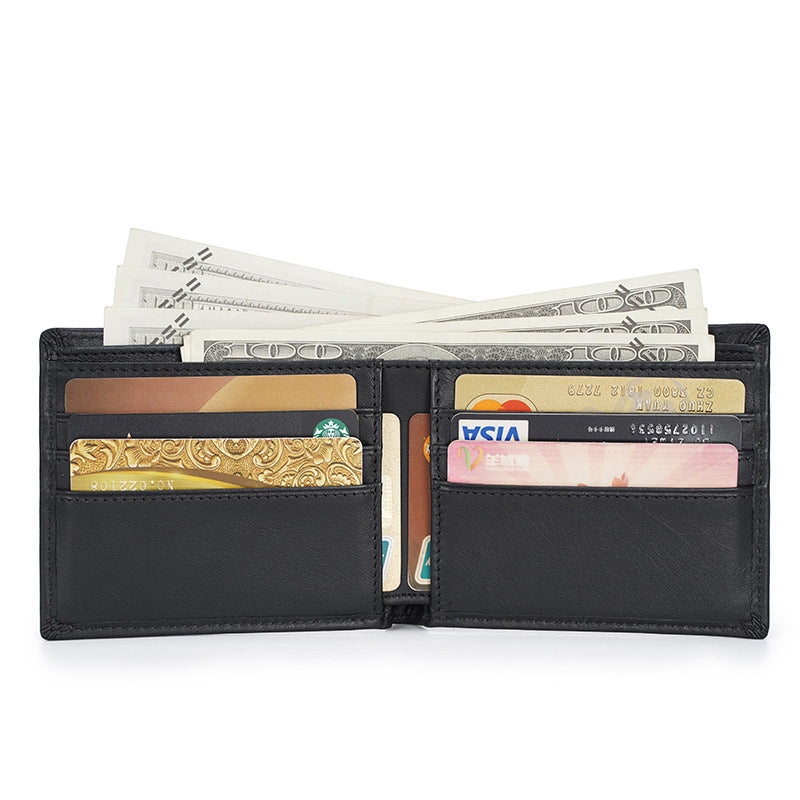 Li Ji | Original Genuine Leather | Napa Pattern Short Wallet Business Simple Wallet No. 4099 