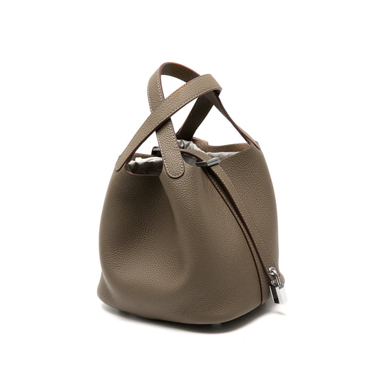 Li Ji | Original handmade | First-layer cowhide vegetable basket soft leather bucket bag No. 28040