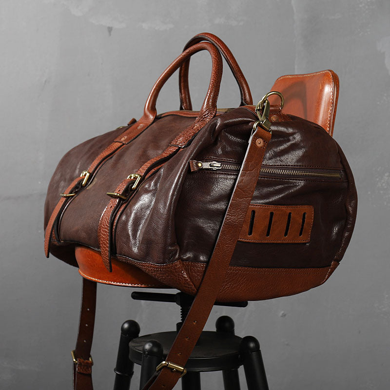 Li Ji | Original handmade vegetable tanned cow leather large capacity travel bag for heavy industry No. KB0116