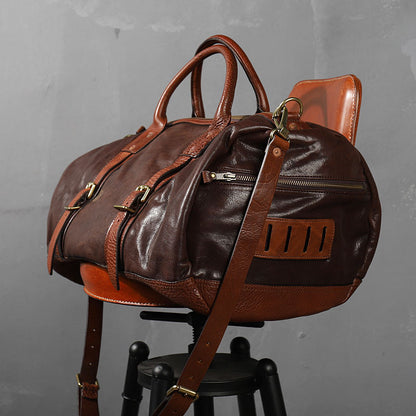 Li Ji | Original handmade vegetable tanned cow leather large capacity travel bag for heavy industry No. KB0116