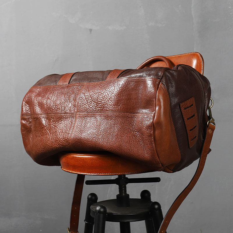 Li Ji | Original handmade vegetable tanned cow leather large capacity travel bag for heavy industry No. KB0116