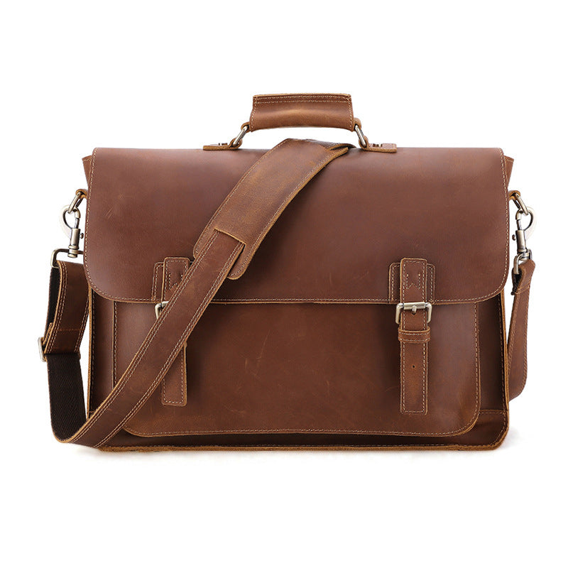 Li Ji | Original handmade | 17-inch genuine cowhide Briefcase large size B515