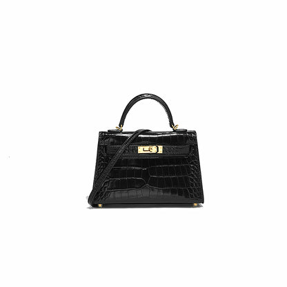 Li Ji | First-layer cowhide second-generation soft leather Kelly crocodile pattern bag No. 1487