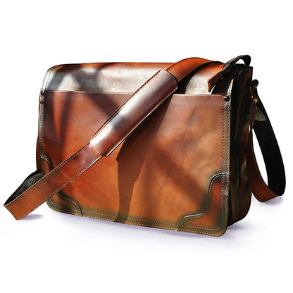 Lee Kee Genuine Leather | Skilled Craftsman Mad Cow Leather Simple Large Messenger Bag No. 2088