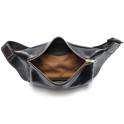 Li Ji | Original handmade | Vegetable-tanned leather sports waist bag and leather chest bag No. 6650