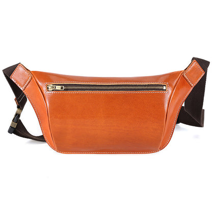 Li Ji | Original handmade | Vegetable-tanned leather sports waist bag and leather chest bag No. 6650