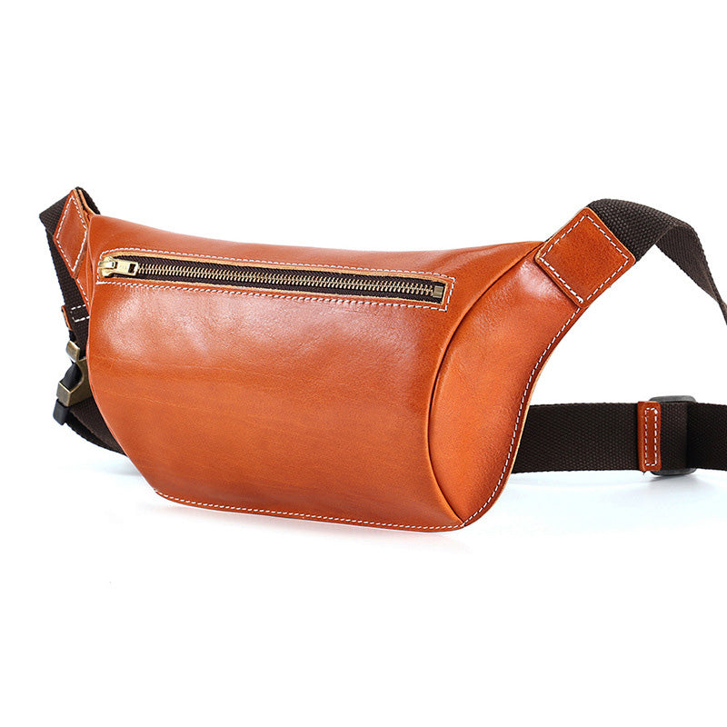 Li Ji | Original handmade | Vegetable-tanned leather sports waist bag and leather chest bag No. 6650