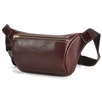 Li Ji | Original handmade | Vegetable-tanned leather sports waist bag and leather chest bag No. 6650