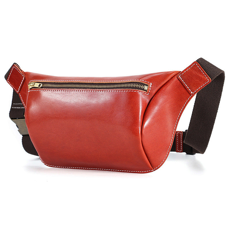 Li Ji | Original handmade | Vegetable-tanned leather sports waist bag and leather chest bag No. 6650