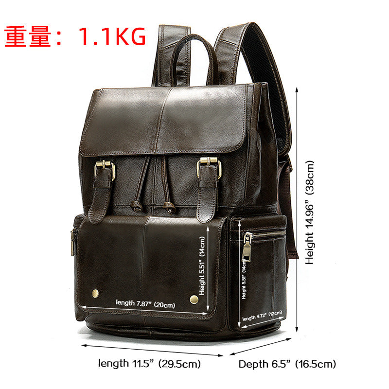 Li Ji | Original handmade | Oil-waxed leather covered waterproof backpack No. 8507