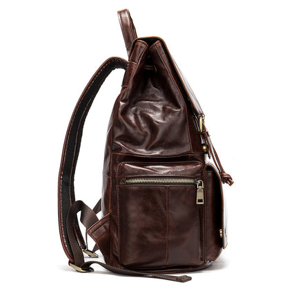 Li Ji | Original handmade | Oil-waxed leather covered waterproof backpack No. 8507