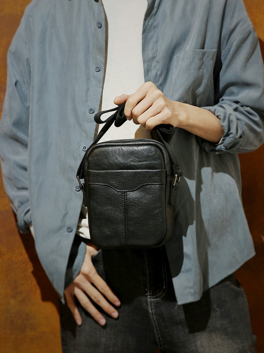 Li Ji | Original leather handmade | Trendy casual leather crossbody bag vertical style No. 3805 