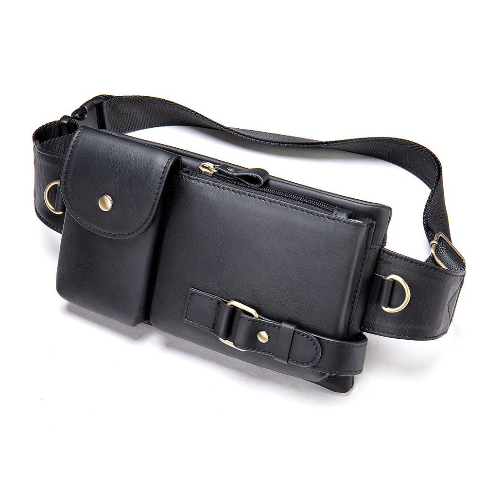 Li Ji | Original handmade | Korean style genuine leather waist bag mobile phone shoulder bag No. 9080