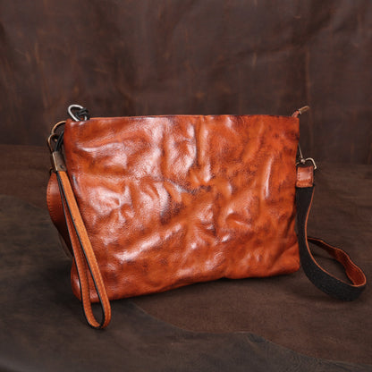 Li Ji | Original handmade genuine leather | Pleated tanned small grab bag No. 96001 