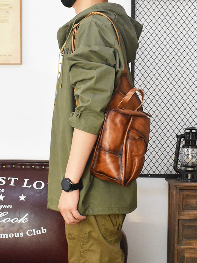 Li Ji | Genuine Leather Original | Vegetable-tanned cowhide hand-rubbed shoulder bag No. LD016