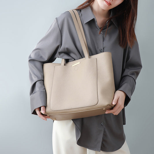 Li Ji | Original handmade | First layer cow leather lychee fine grain Tote bag No. 5180