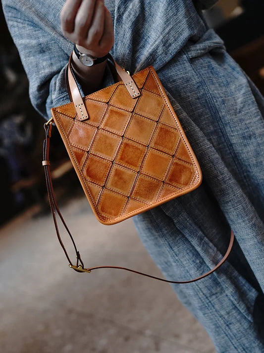 Lee Kee | Original handmade genuine leather | Geometric Nasa shoulder slant shoulder square bag M5502 