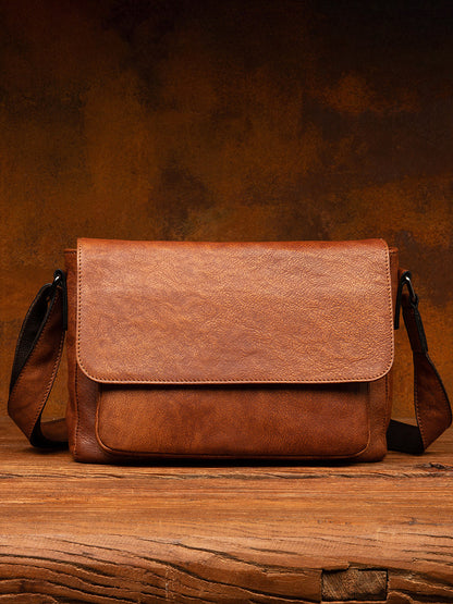 Li Ji | Original handmade leather | Rubbed vegetable tanned leather vintage full leather messenger bag No. M6103 