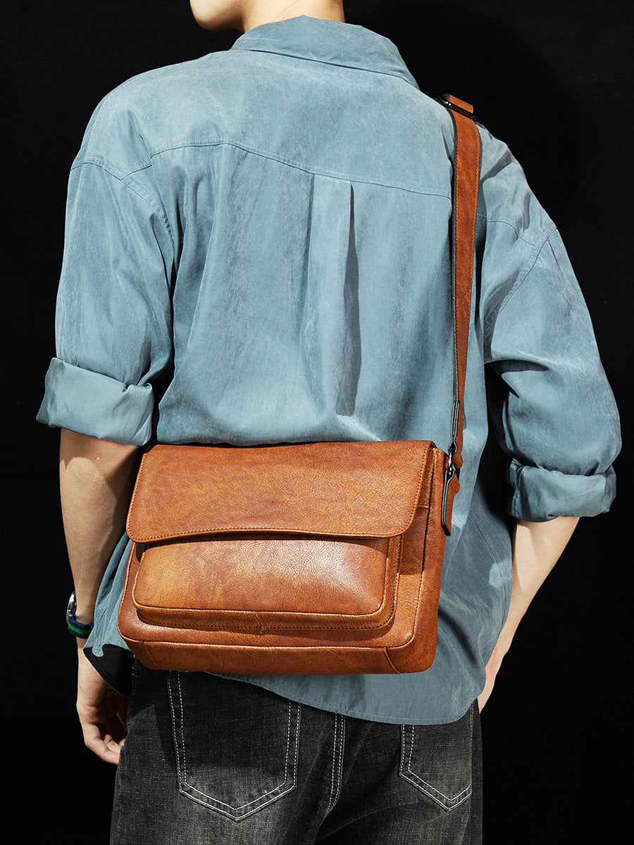 Li Ji | Original handmade leather | Rubbed vegetable tanned leather vintage full leather messenger bag No. M6103 