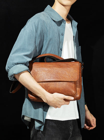 Li Ji | Original handmade leather | Rubbed vegetable tanned leather vintage full leather messenger bag No. M6103 