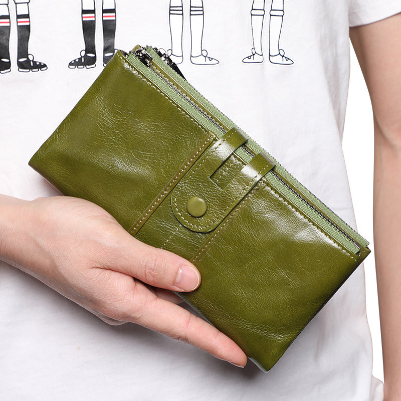 Li Ji |. หนังทำด้วยมือดั้งเดิม |. กระเป๋าสตางค์หนังยาว RFID PURSE หมายเลข 2072 