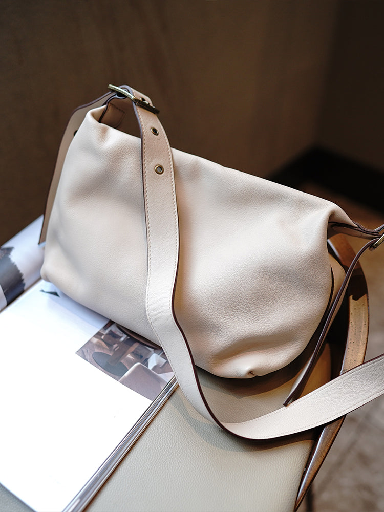 Li Ji | Original handmade genuine leather | Soft cowhide dumpling-shaped Boston bag No. M1209 