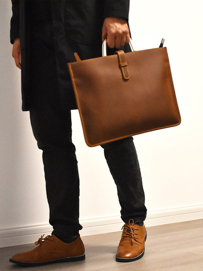 Li Ji | Original handmade leather | 13-inch simple briefcase, British portable A4 document bag No. 3032