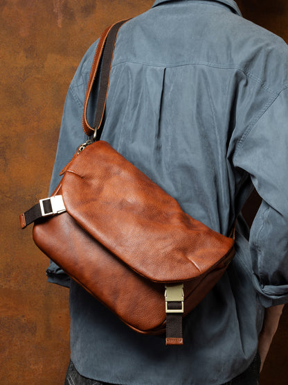 Li Ji | Original genuine leather handmade | ins trendy functional messenger bag No. 5110 