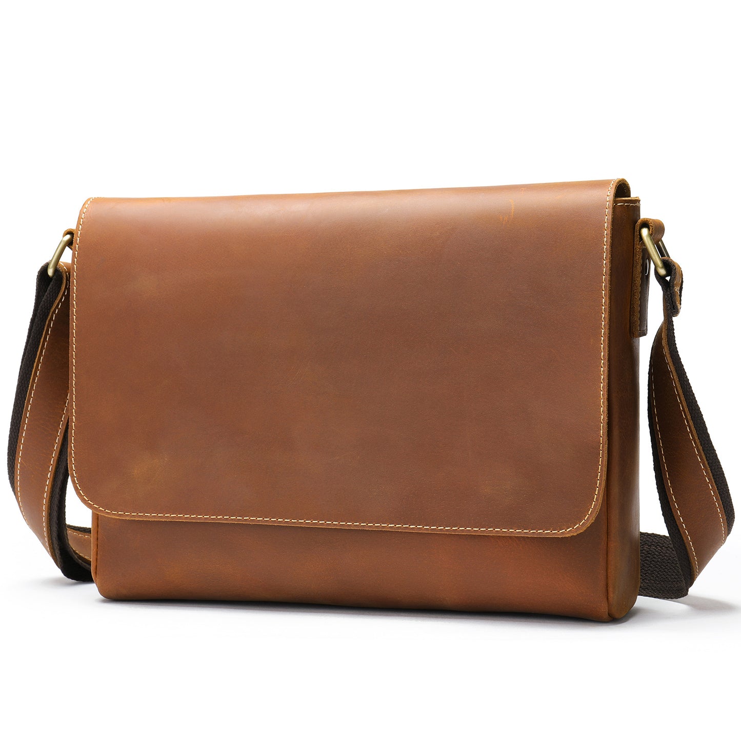 Li Ji | Original genuine leather handmade | Basic retro old school messenger bag No. 6011 