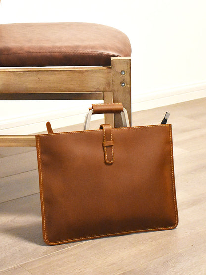 Li Ji | Original handmade leather | 13-inch simple briefcase, British portable A4 document bag No. 3032