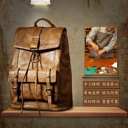 [Li Ji] [Original genuine leather handmade] Large capacity backpack travel bag 5D636 OEM model