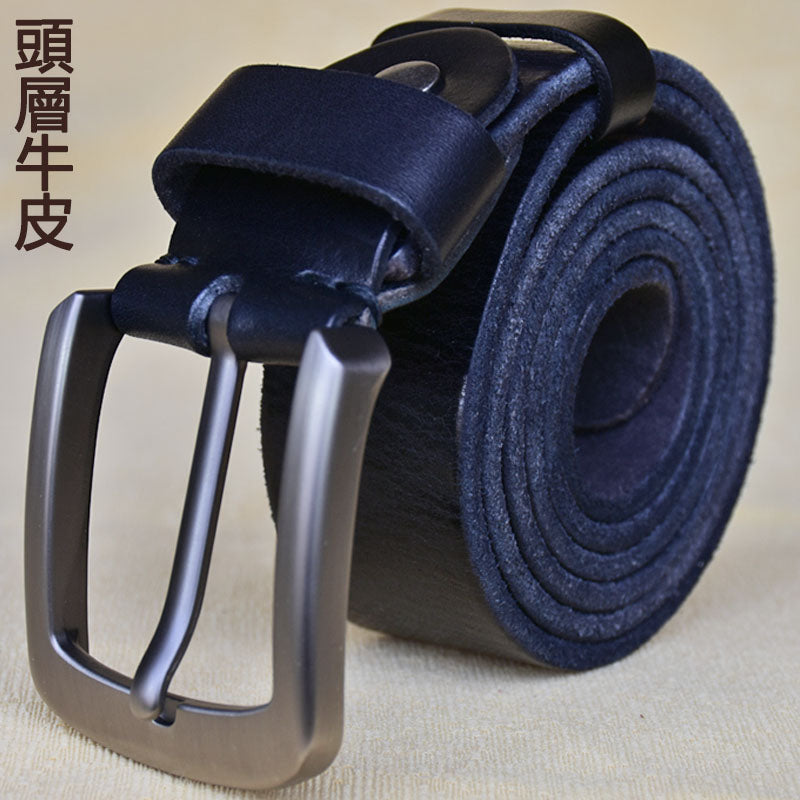 Li Ji | Original genuine leather handmade | Men's pure cowhide pin buckle belt No. 1128