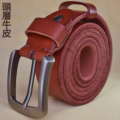 Li Ji | Original genuine leather handmade | Men's pure cowhide pin buckle belt No. 1128