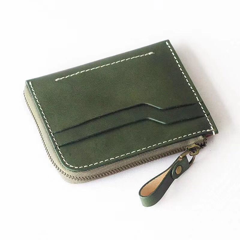 Li Ji | Cowhide | Green small wallet [hand held] [card holder] No. 8565