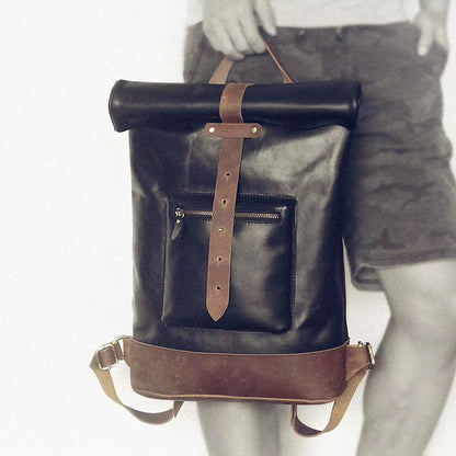 Li Ji | Original leather handmade | Color block backpack No. 1862