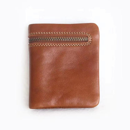 Li Ji | Original genuine leather handmade | Zipper short wallet No. 5001