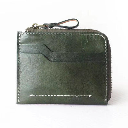 Li Ji | Cowhide | Green small wallet [hand held] [card holder] No. 8565