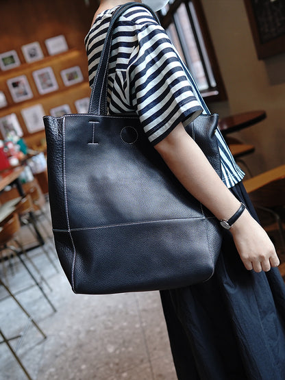 Li Ji | Original handmade genuine leather | First-layer soft cowhide retro large-capacity tote bag No. M104 