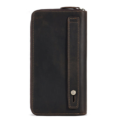 Li Ji | Original handmade leather | Crazy Horse Leather Accordion Card Slot Long Zipper Wallet No. 2061