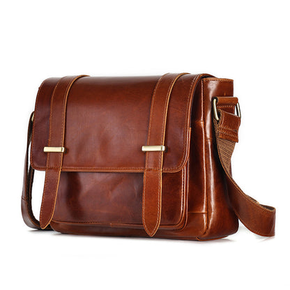 Li Ji | Original handmade genuine leather | Oily leather messenger bag No. 6689