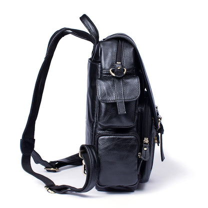 Li Ji | Original handmade | Simple waxed leather backpack/can be worn cross-body No. 8115